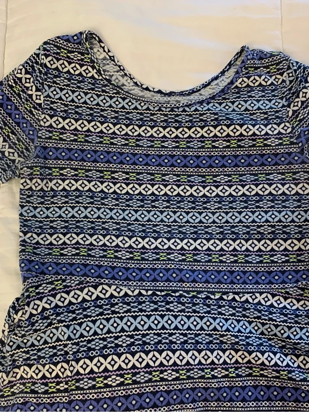 The Children’s Place Blue Patterned Skater 100% Cotton Dress 10/12